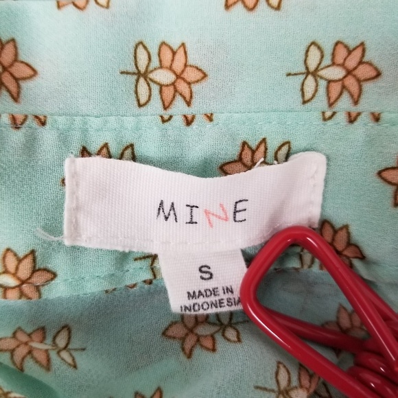 Mine Women's S Button Up Semi Sheer Tie Front Top - Picture 6 of 8